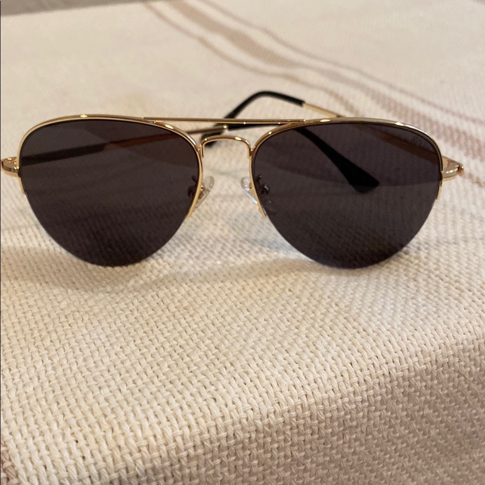 Black and Gold Aviator Sunglasses with Double Bridge